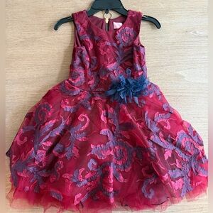 Charming Kids ZOE Floral Dress - Burgundy and Navy